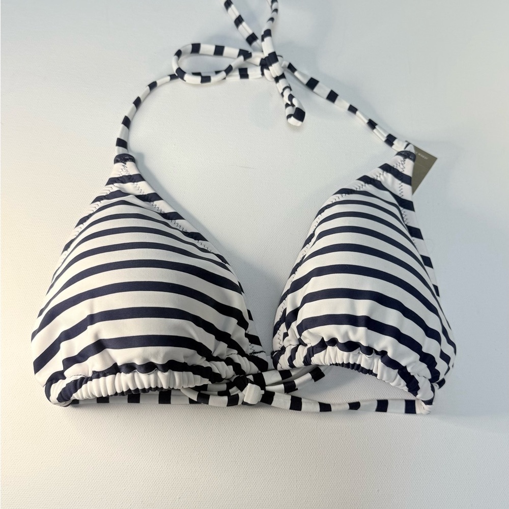 NWT J.Crew Re-imagined String Bikini Top in Stripe - Navy White - L